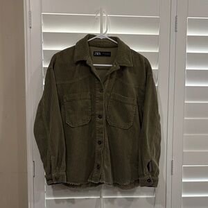 Zara Khaki Corduroy Shirt Jacket